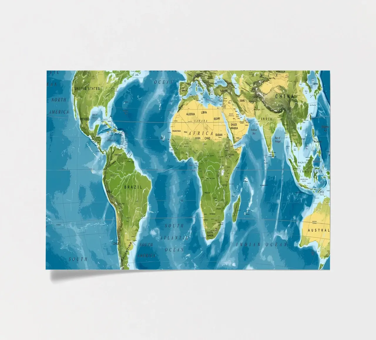 Physical world map sticker sheet by Aiden Garcia