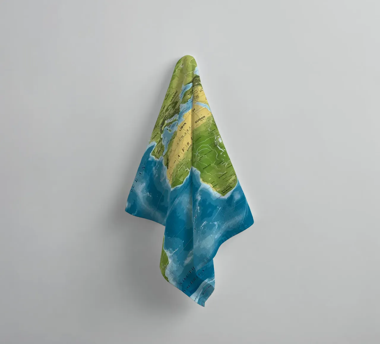 Physical world map towel by Aiden Garcia