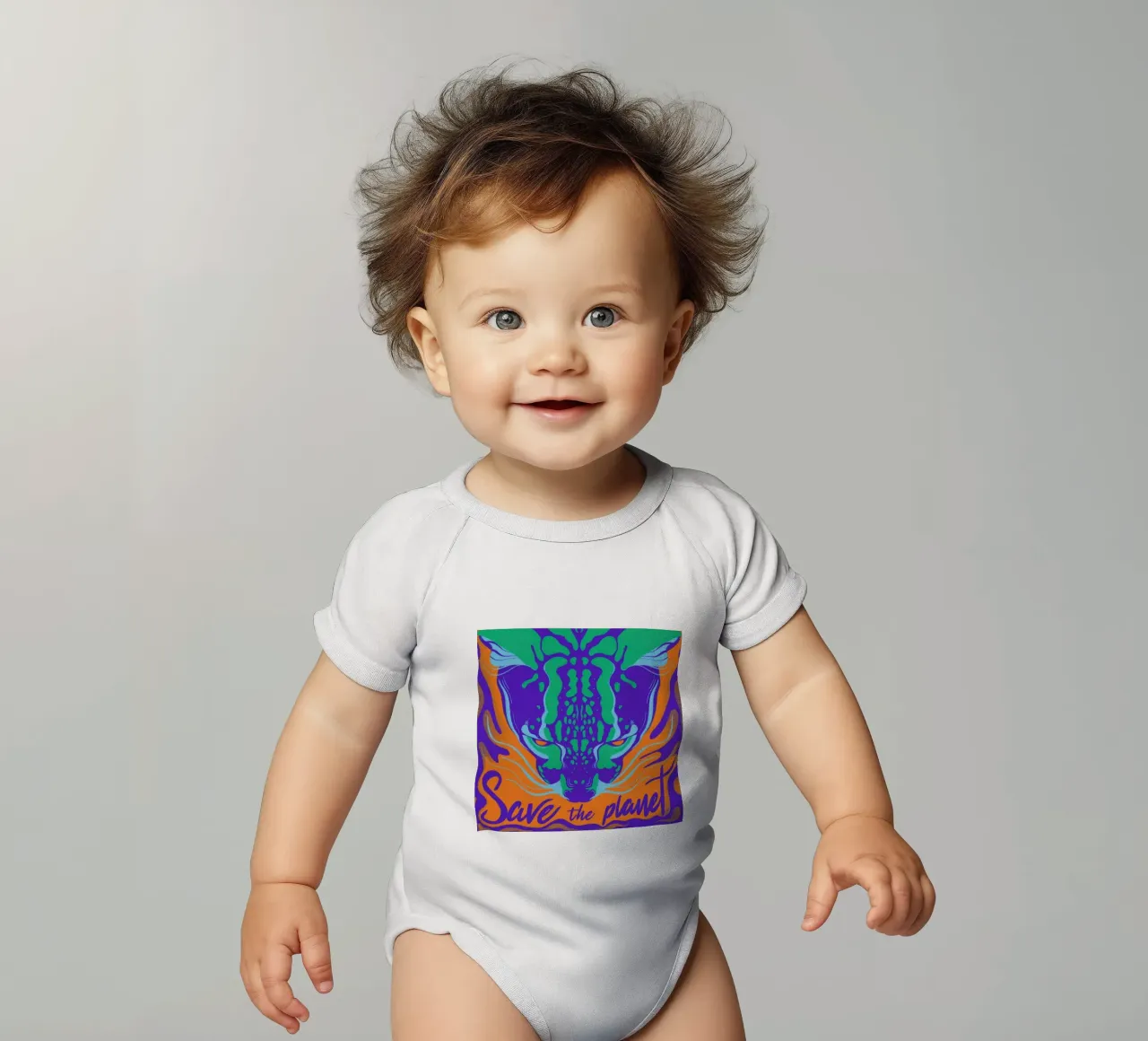 Save the Planet body neonato maniche corte da Kika illu