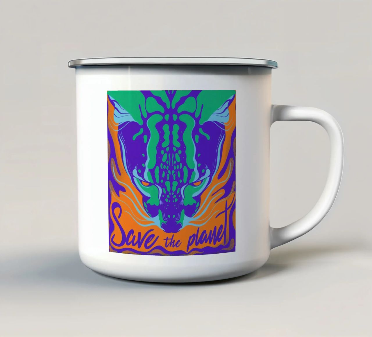 Save the Planet tazza in smalto da Kika illu