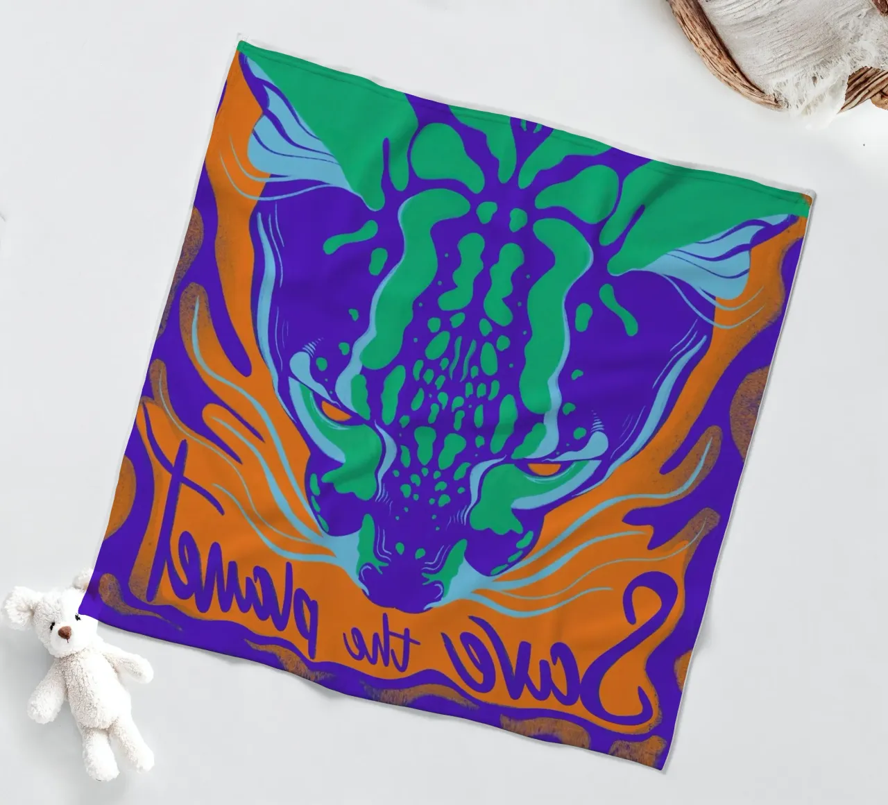 Save the Planet fleece blanket by Kika illu
