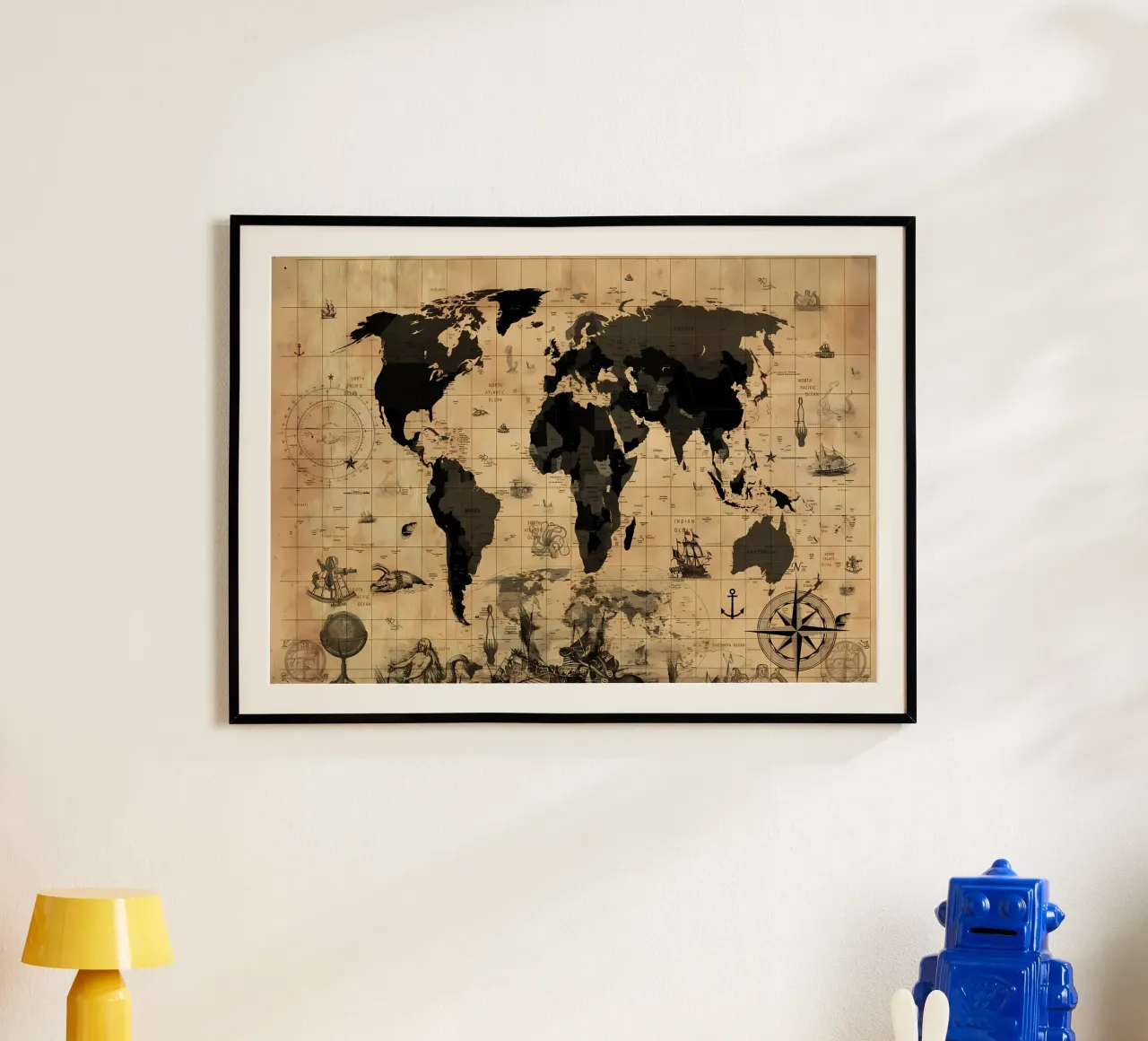 world map vintage sepia hahnemühle by Aiden Garcia