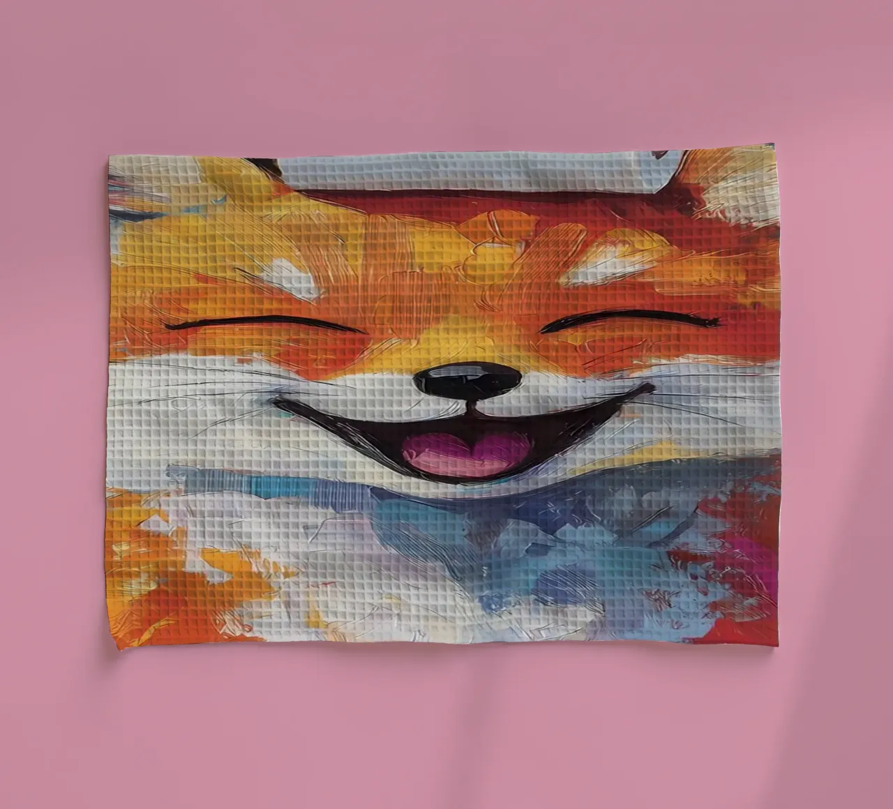 Smiling Fox with Toilet Paper tea towel by Adrian Patel