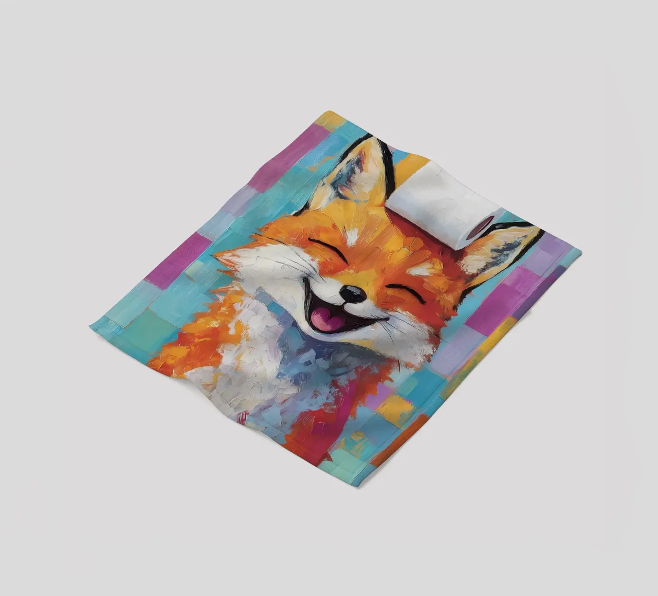 Smiling Fox with Toilet Paper fleece blanket by Adrian Patel