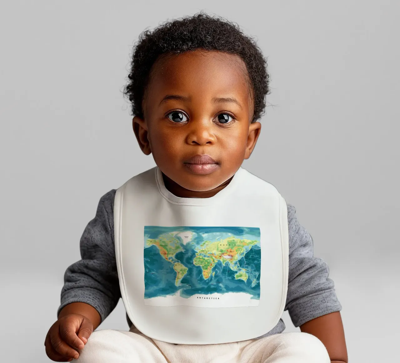 World Map baby bib by Aiden Garcia