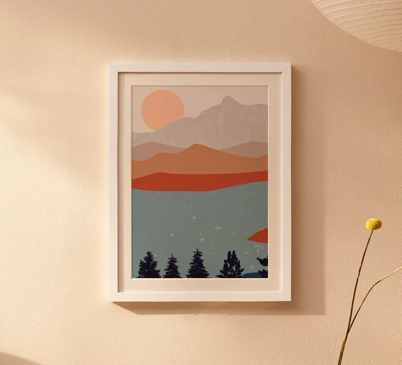 Paesaggi fluviali all'alba poster con telaio in plastica da Bartosz Powalka