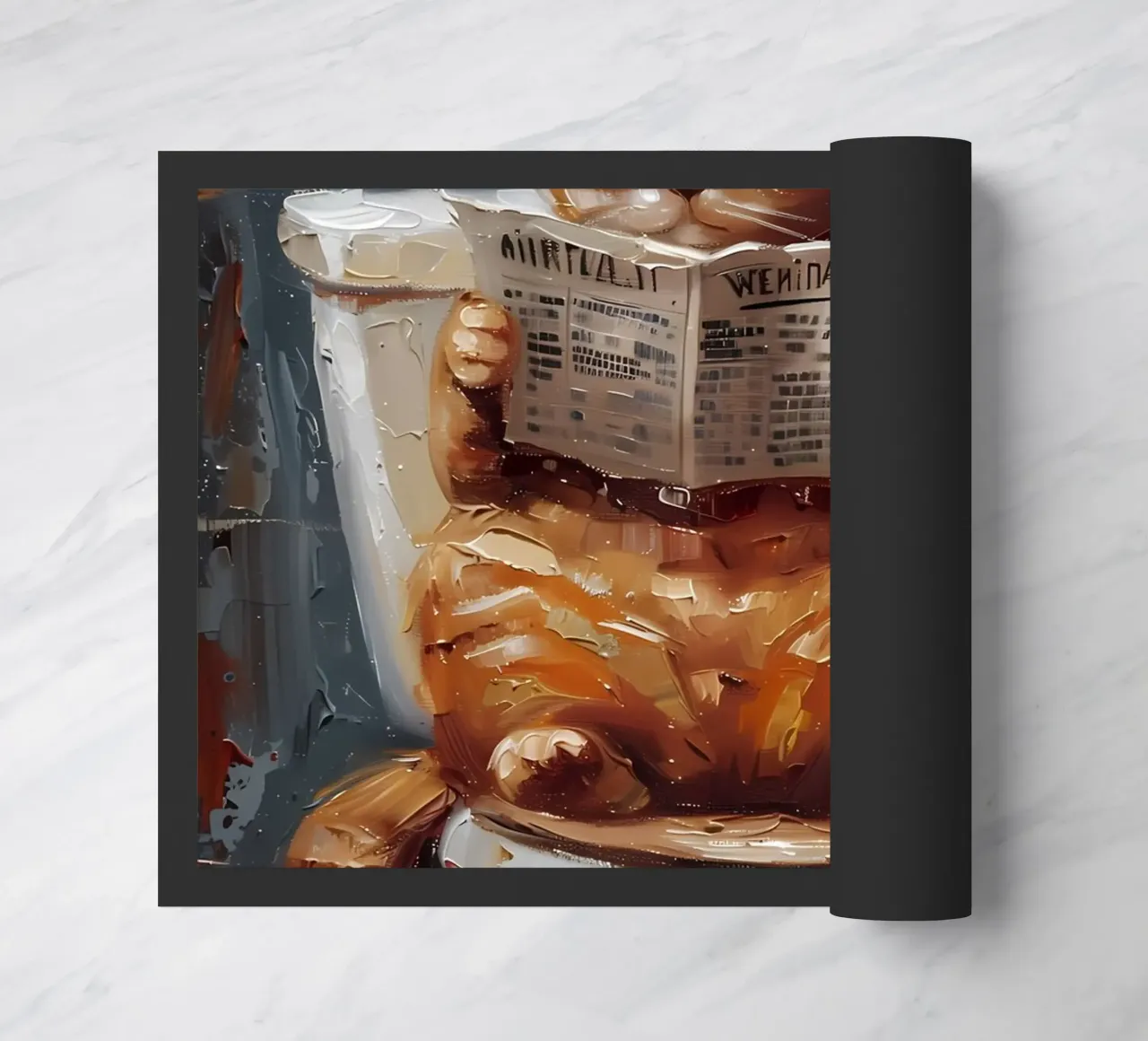 Orange Tabby Cat Toilet doormat by Adrian Patel