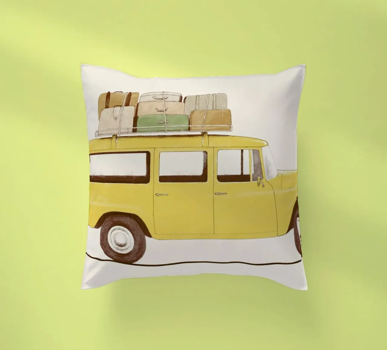 Summer Car Print decorative cushion by Florent Bodart