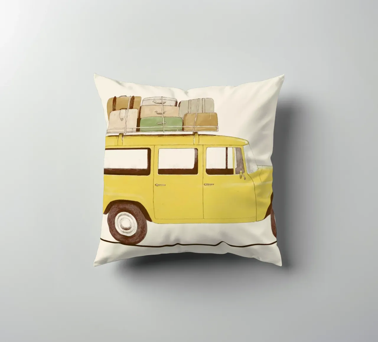 Summer Car Print decorative cushion by Florent Bodart