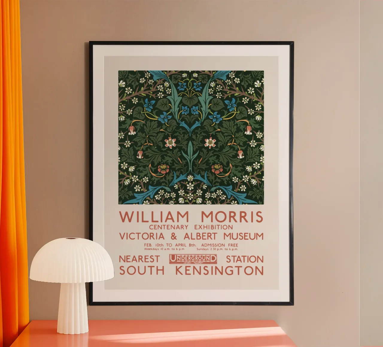 William Morris Retro Art Exhibition poster with aluminum frame by Vintagrafica