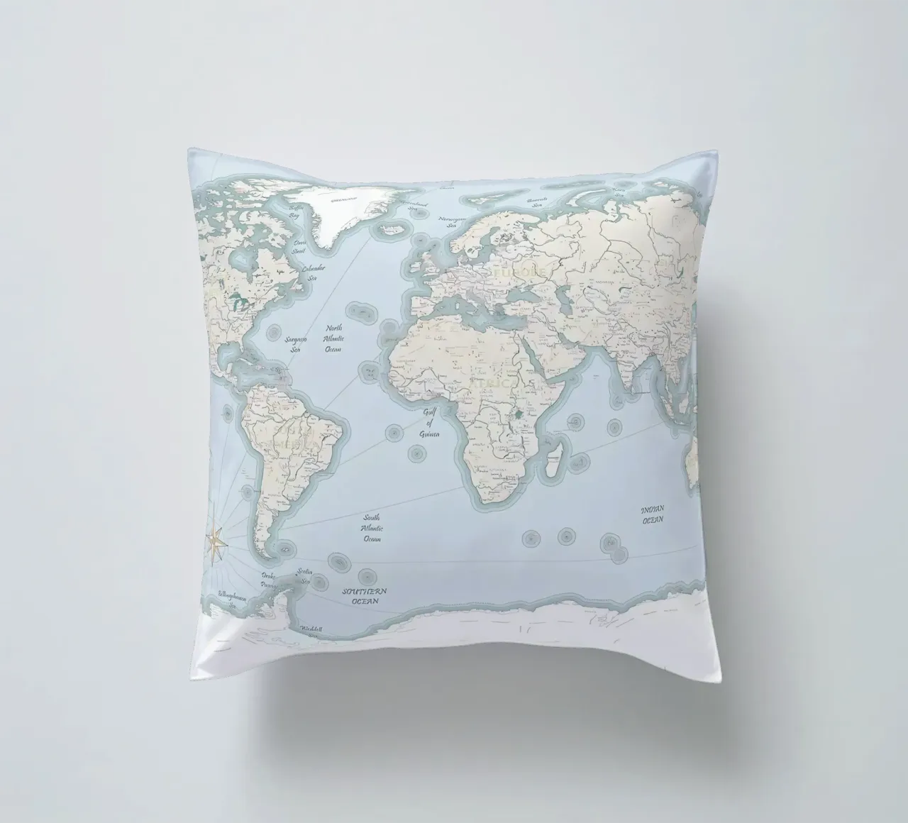 World Map Print decorative cushion by Aiden Garcia