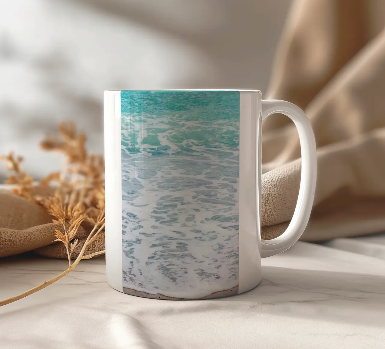 Waves ceramic mug by Magdalena Martin Photography