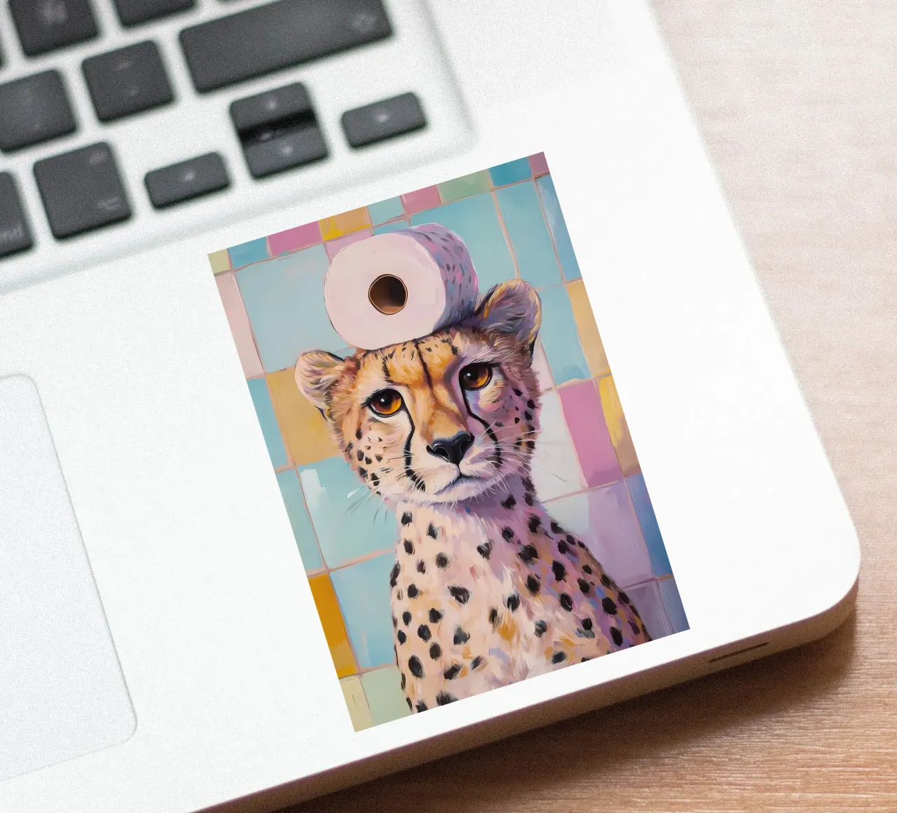 Cheetah with Toilet Paper sticker by Adrian Patel
