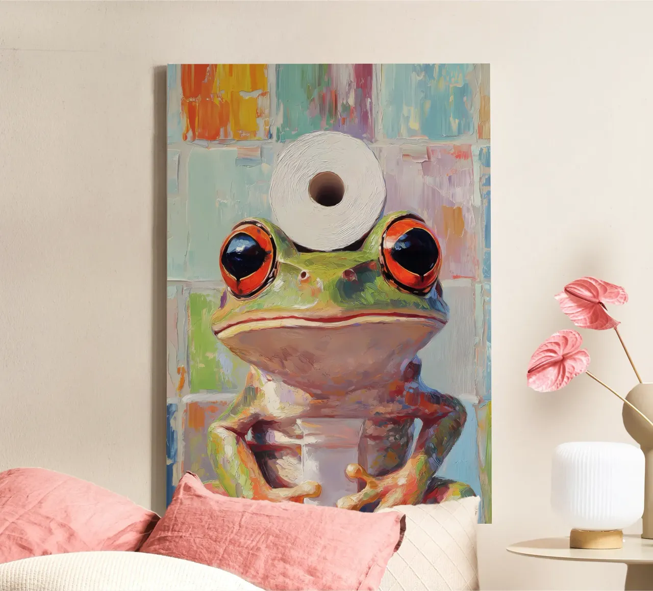 Grenouille avec papier toilette toile de Adrian Patel