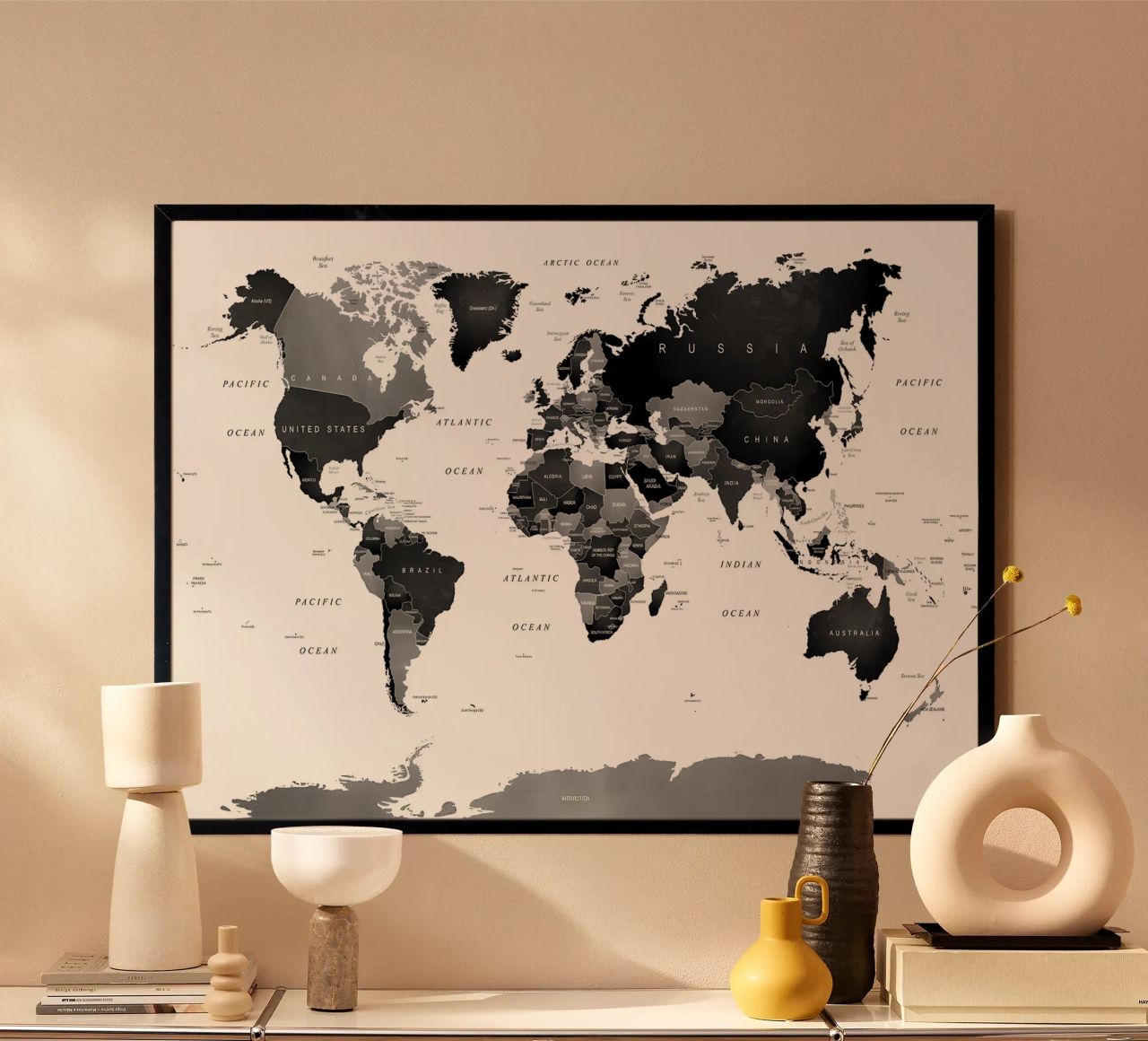 World Map Black White poster by Aiden Garcia