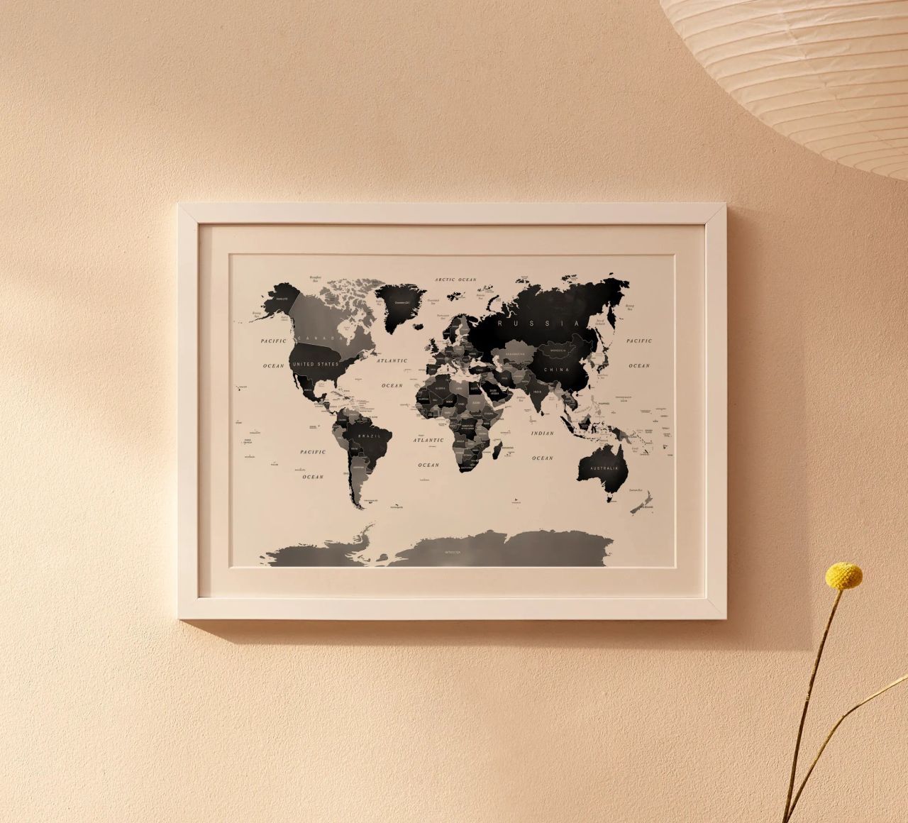 World Map Black White poster by Aiden Garcia