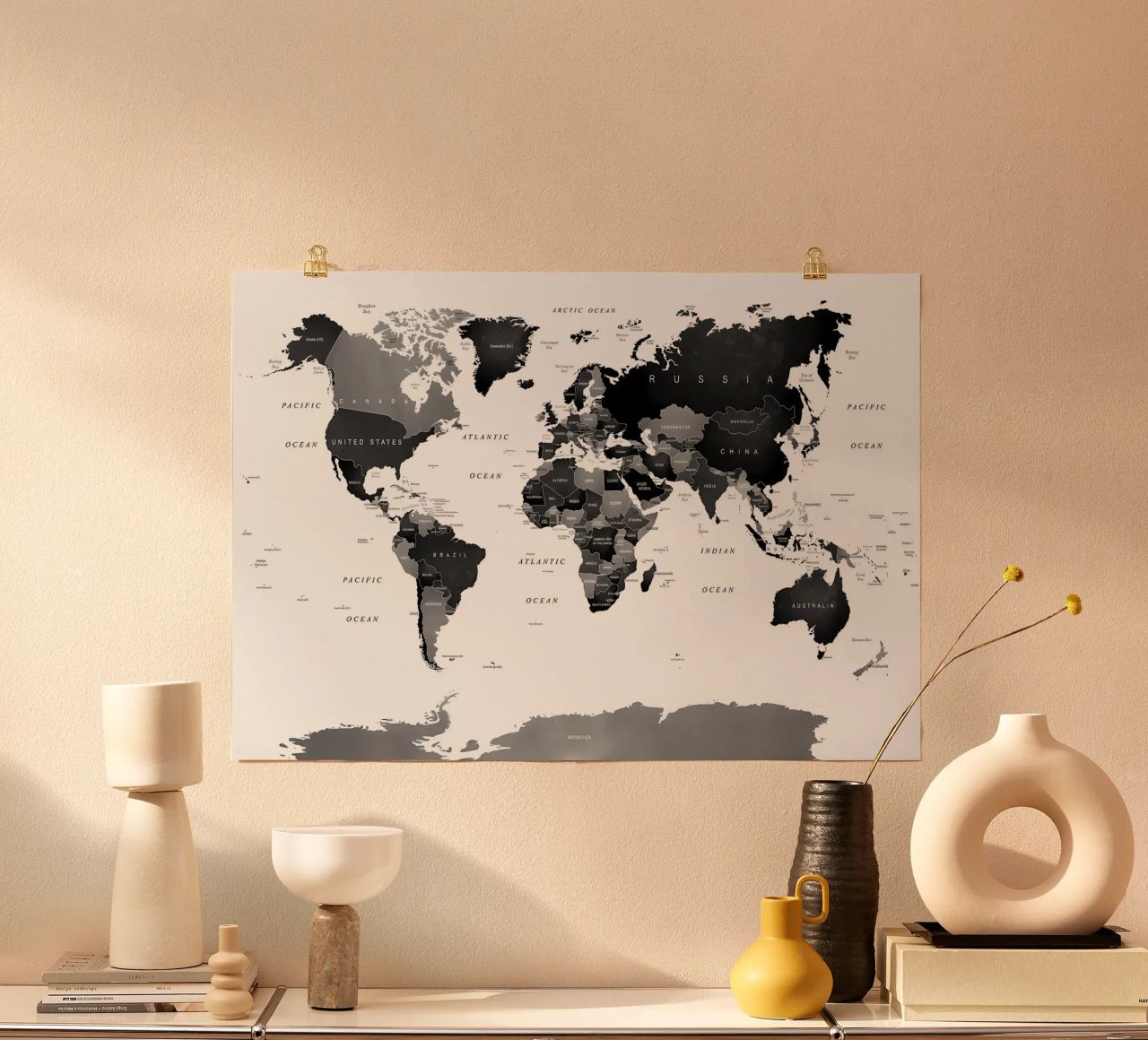 World Map Black White poster by Aiden Garcia