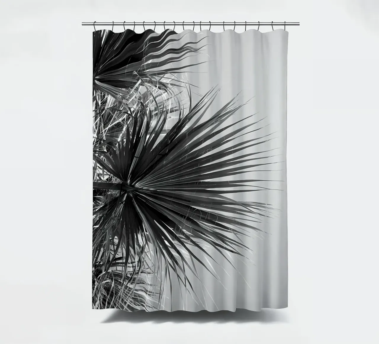 Fan Palm Black White Vibes shower curtain by Matthew Katz