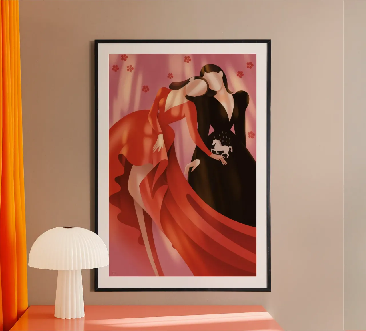 Vortice di danza appassionato poster con telaio in alluminio da Lumina Vision