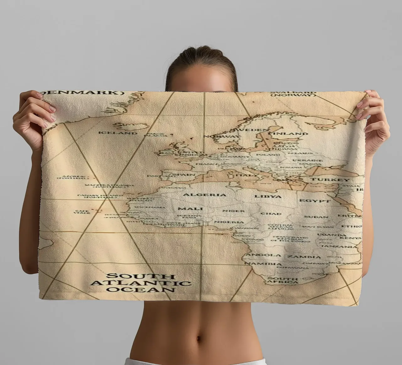 Old Map of the World towel by Aiden Garcia