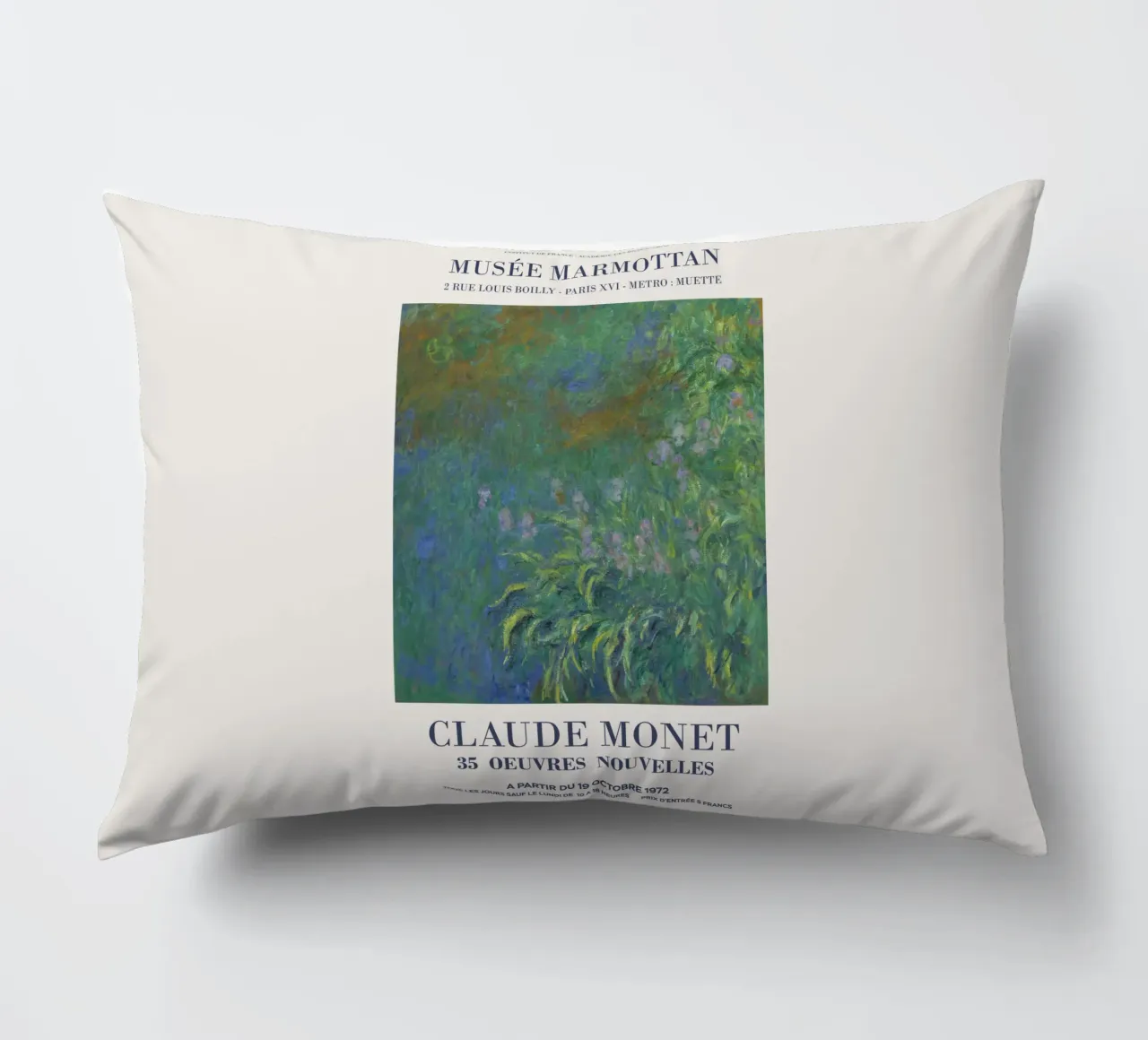 Monet Retro Art Exhibition decorative cushion by Vintagrafica