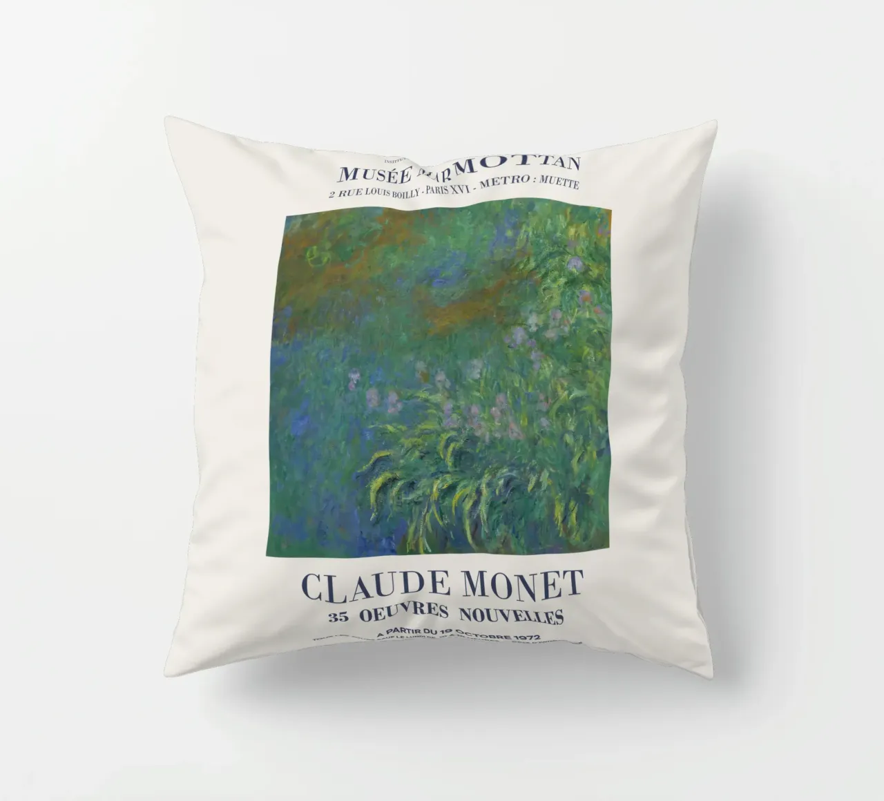 Monet Retro Art Exhibition decorative cushion by Vintagrafica