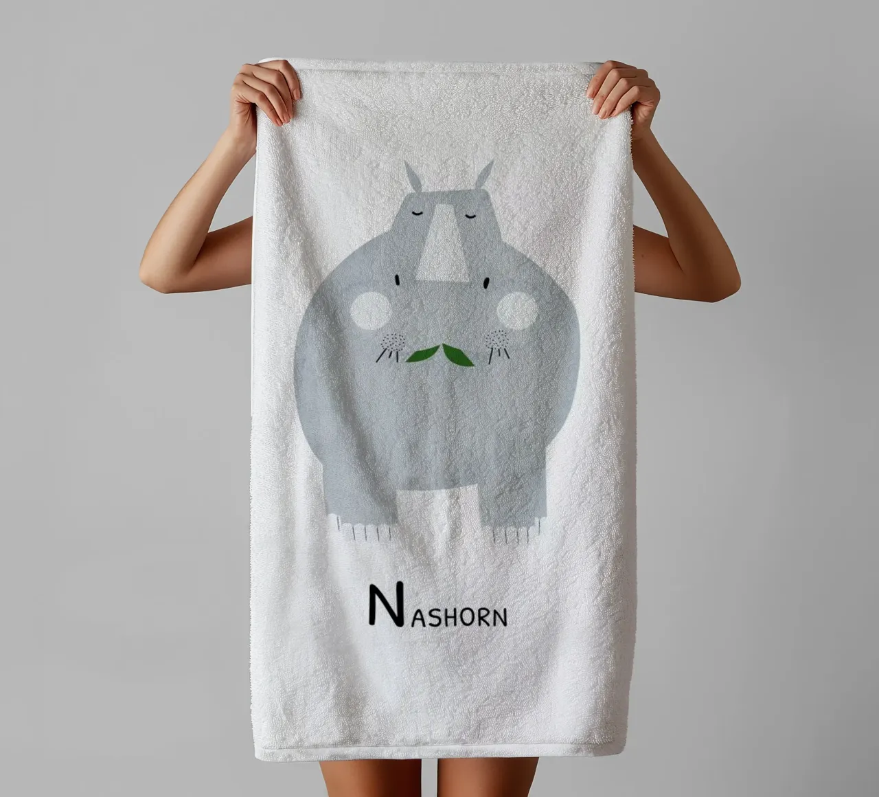 Nashorn towel by Little Flourishes