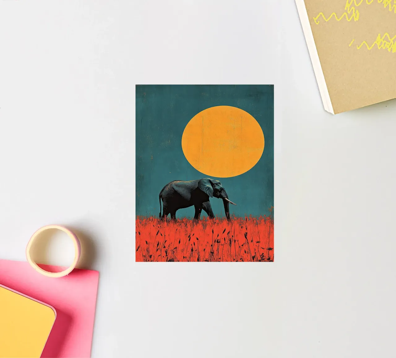 L'éléphant : un écho des temps anciens autocollant de Nikis Art Studio