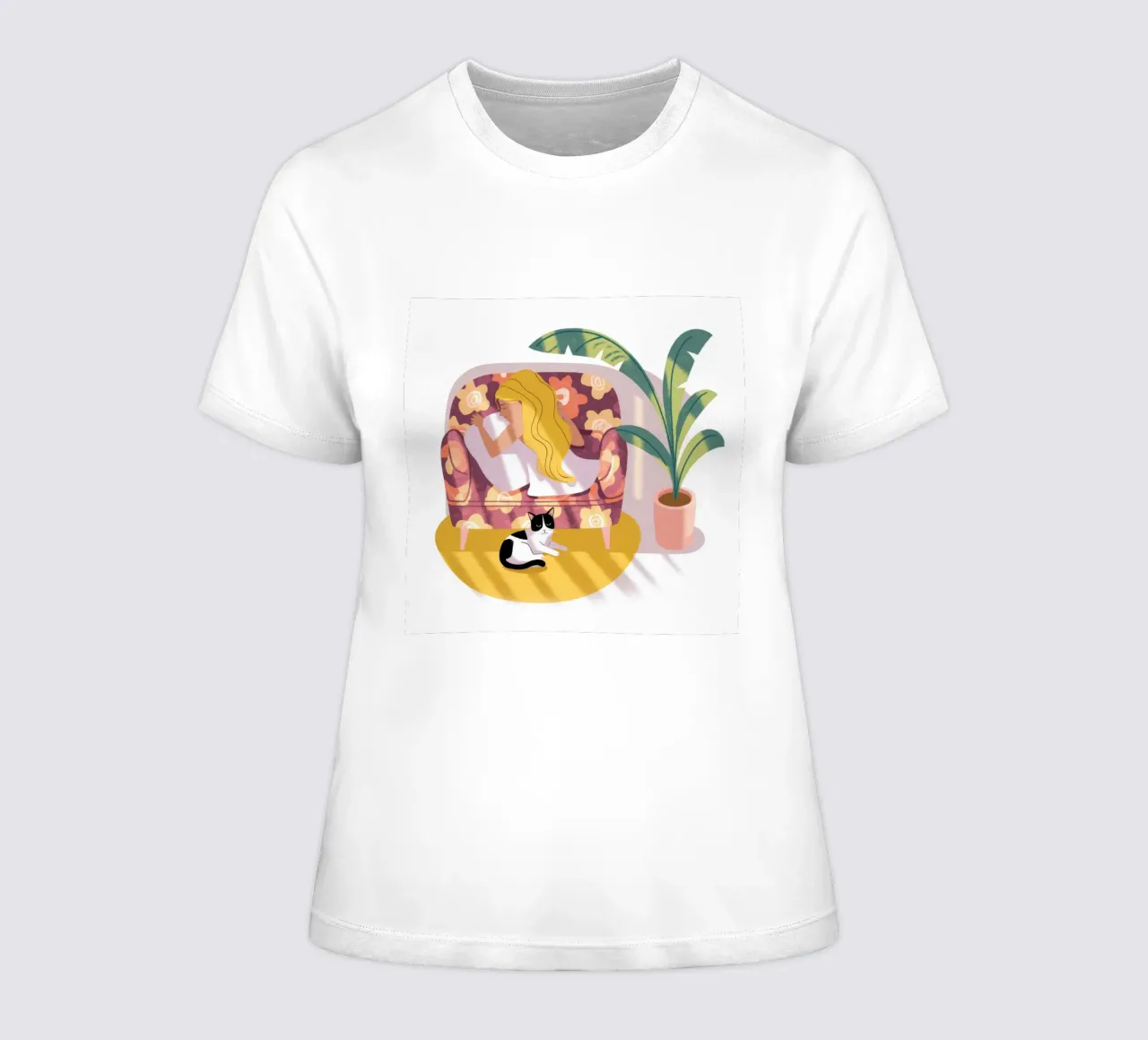 Cozy Cat Comfort women's fitted t-shirt by Lumina Vision