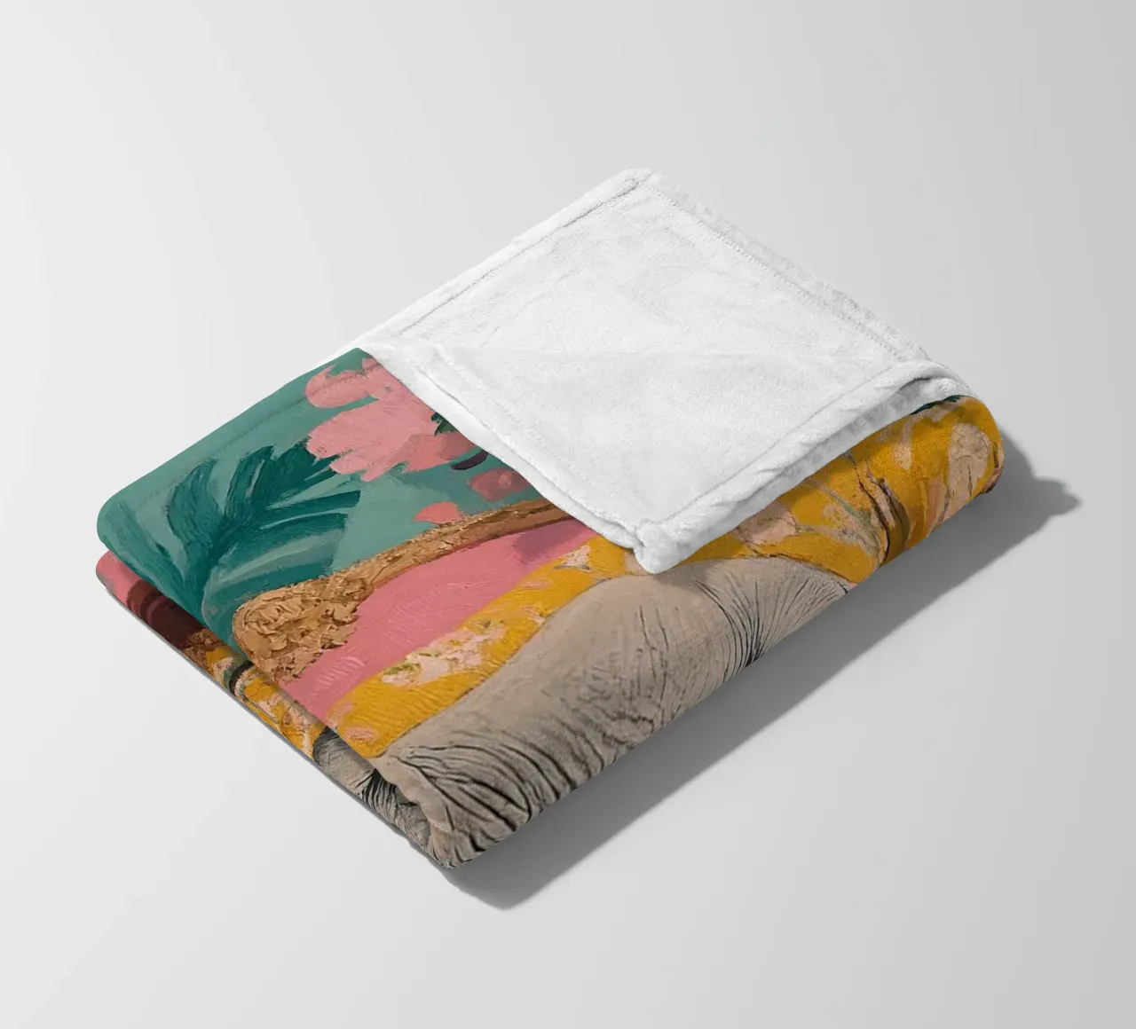 Elephant: The wisdom of wrinkles fleece blanket by Nikis Art Studio