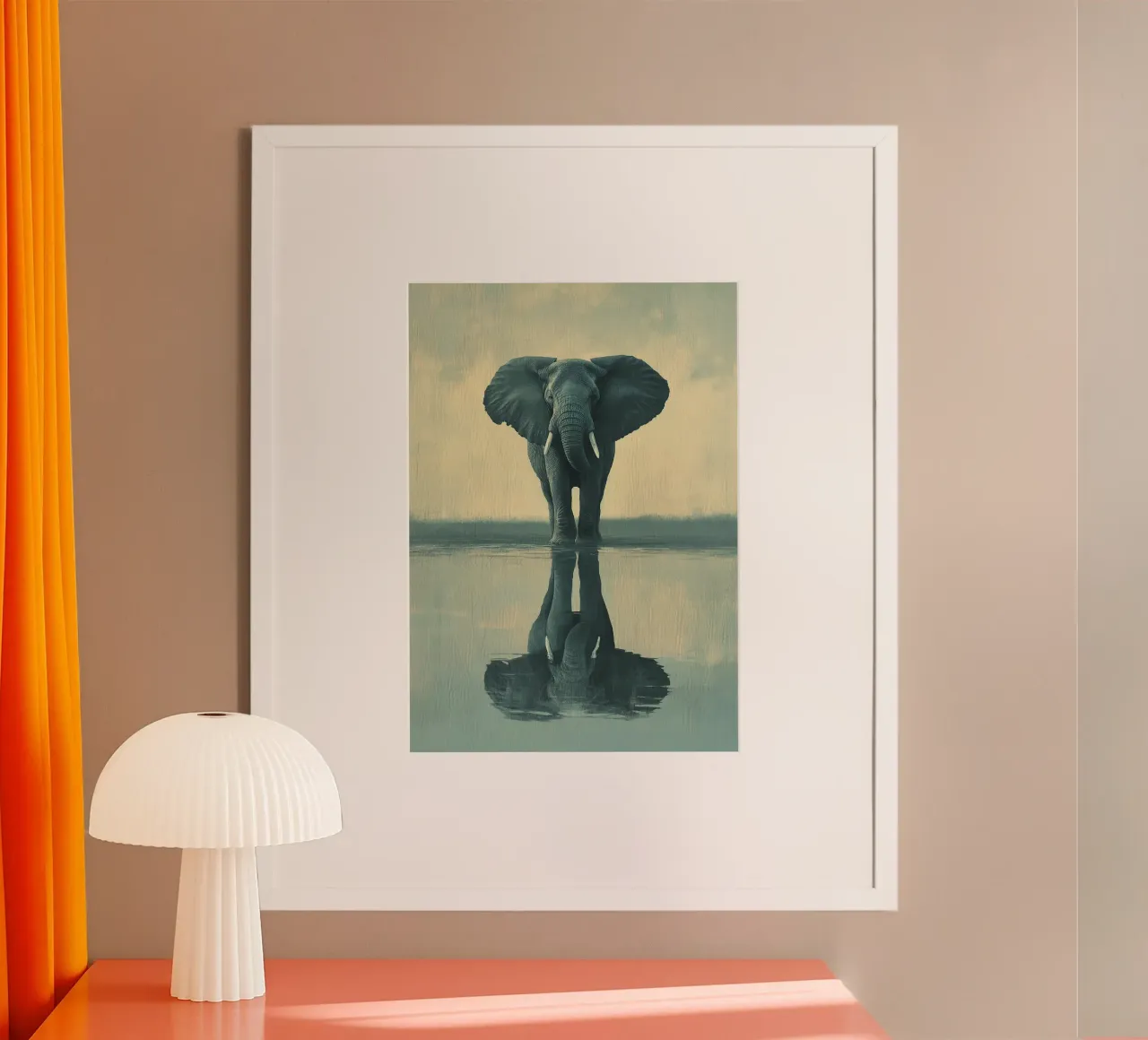 Elefante: riflesso dell'infinito poster con telaio in legno da Nikis Art Studio