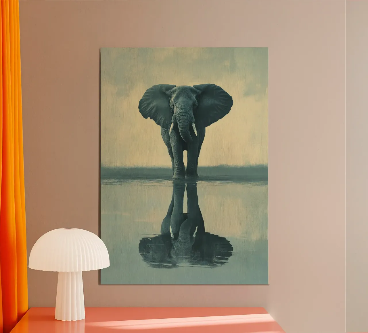 Elefante: riflesso dell'infinito poster con telaio in legno da Nikis Art Studio