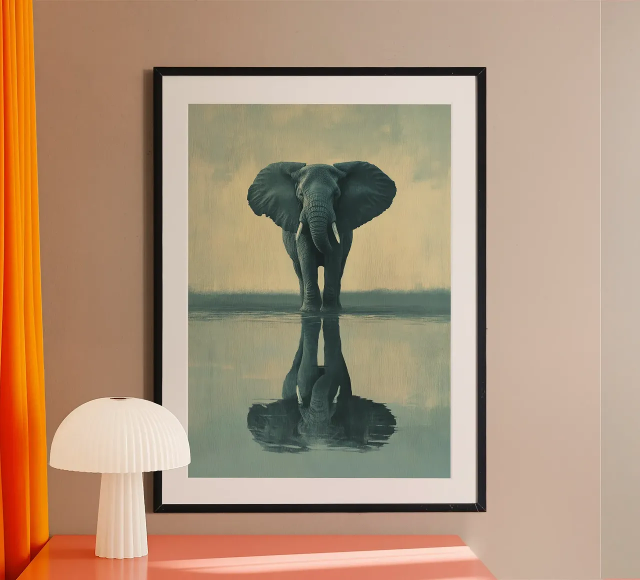 Elefante: riflesso dell'infinito poster con telaio in legno da Nikis Art Studio