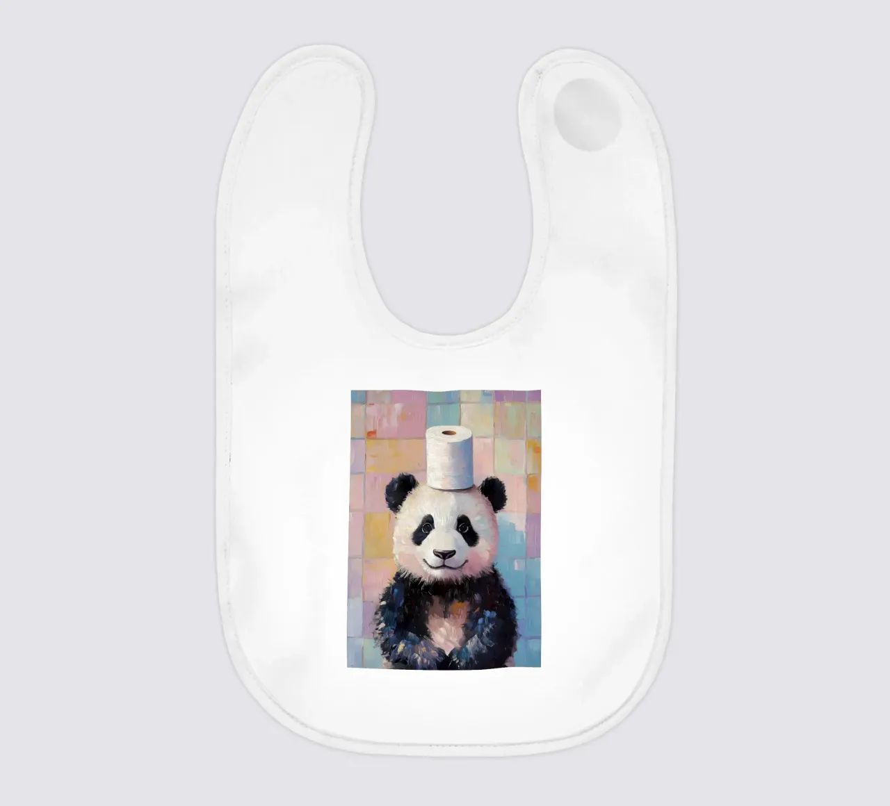 Panda mit Toilettenpapierhut Babylätzchen von Adrian Patel
