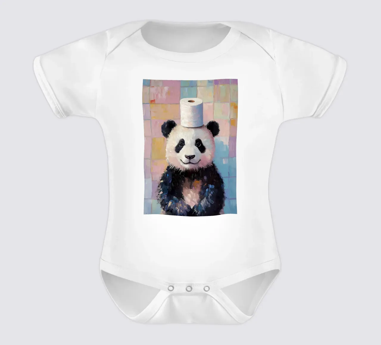 Panda met wc-hoed babyrompertje korte mouwen van Adrian Patel