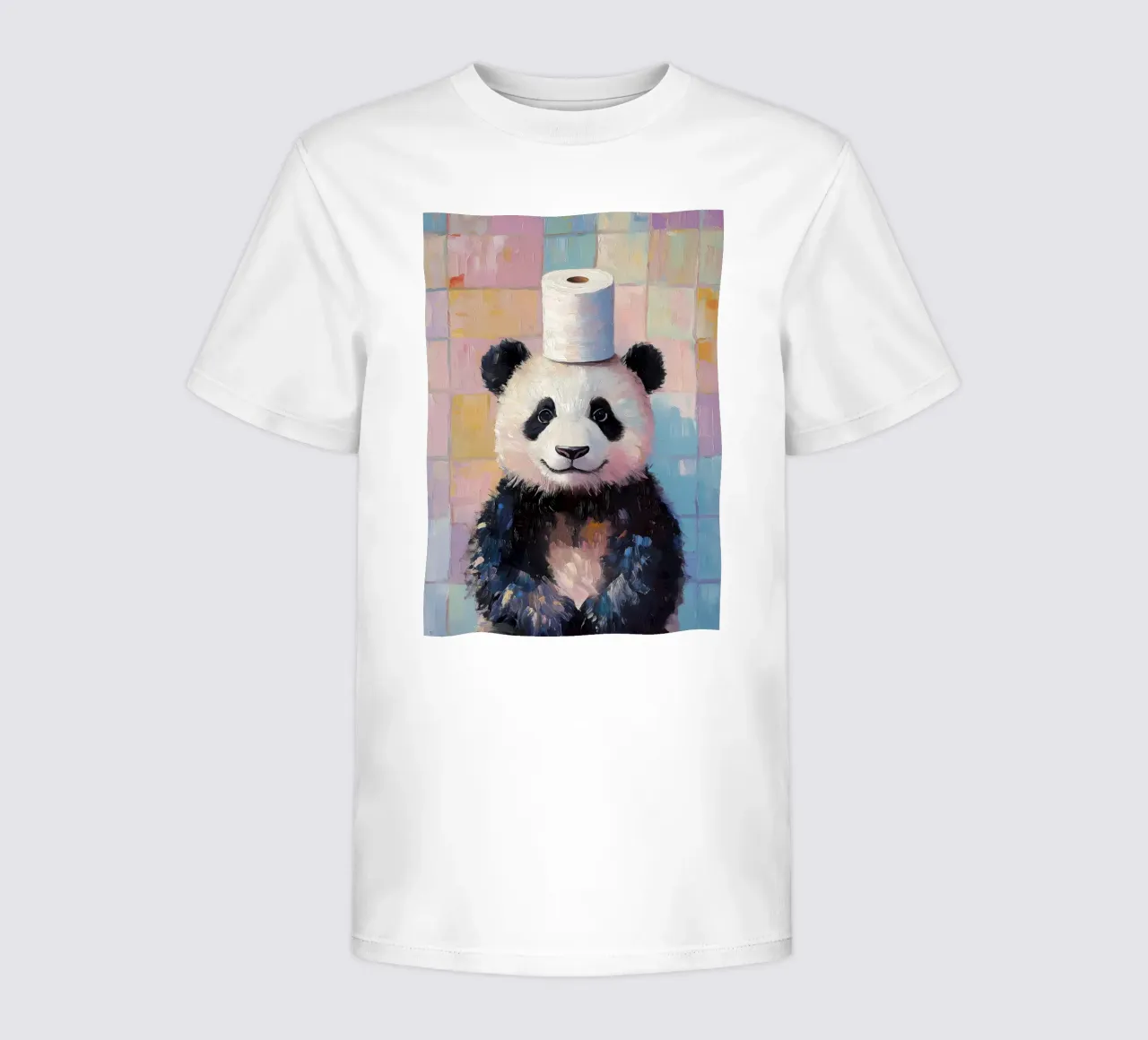 Panda mit Toilettenpapierhut Kinder T-Shirt von Adrian Patel