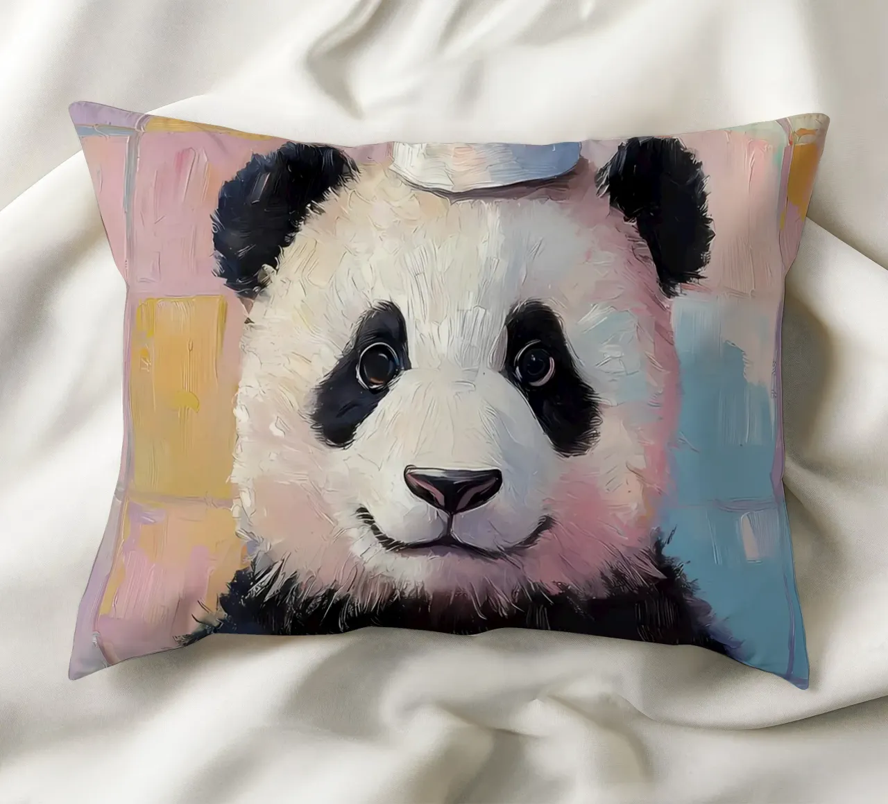 Panda with Toilet Paper Hat decorative cushion by Adrian Patel