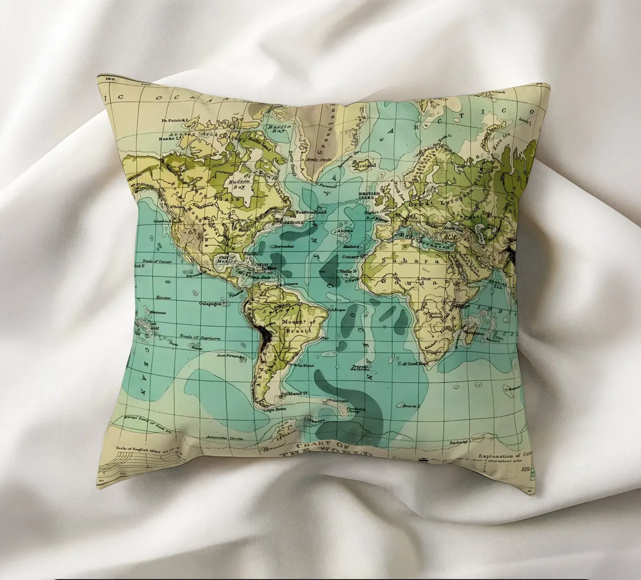 Mappa d'epoca cuscino da Aiden Garcia