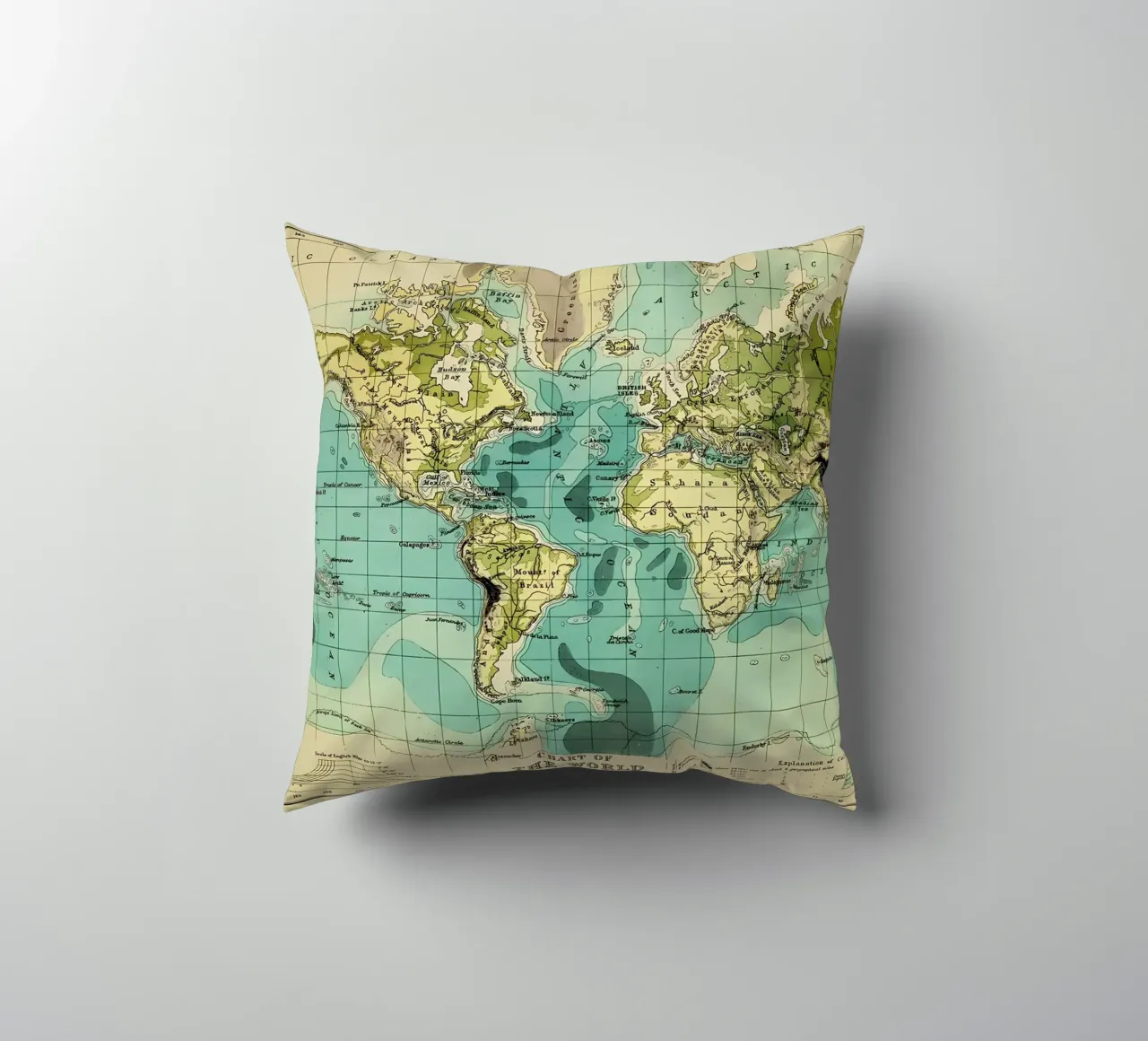 Mappa d'epoca cuscino da Aiden Garcia