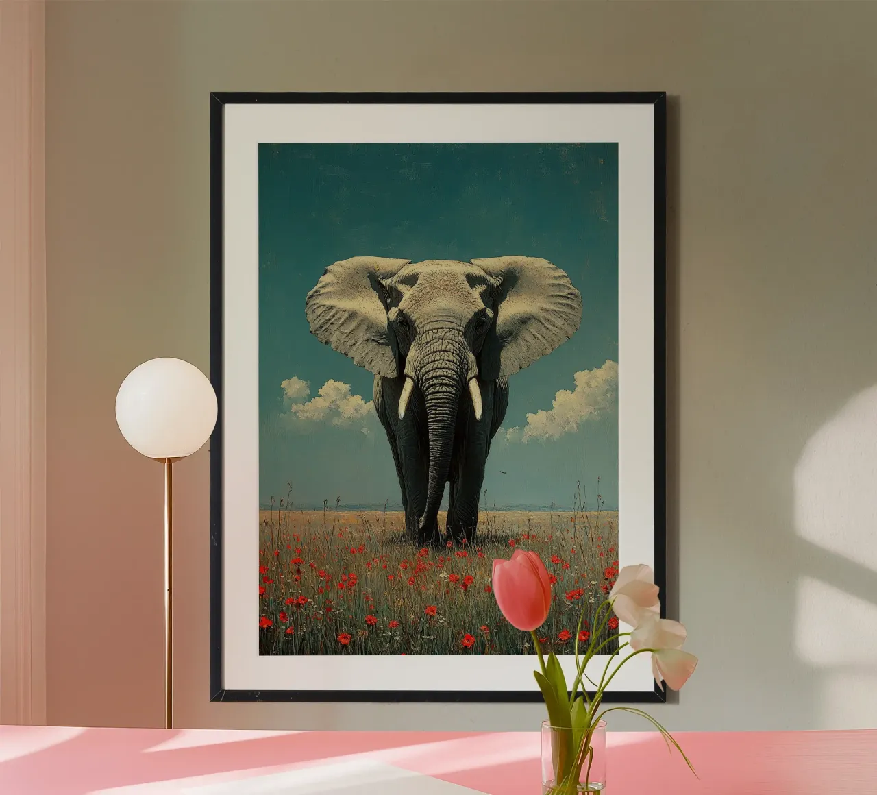 Elefante: l'osservatore silenzioso poster con telaio in alluminio da Nikis Art Studio
