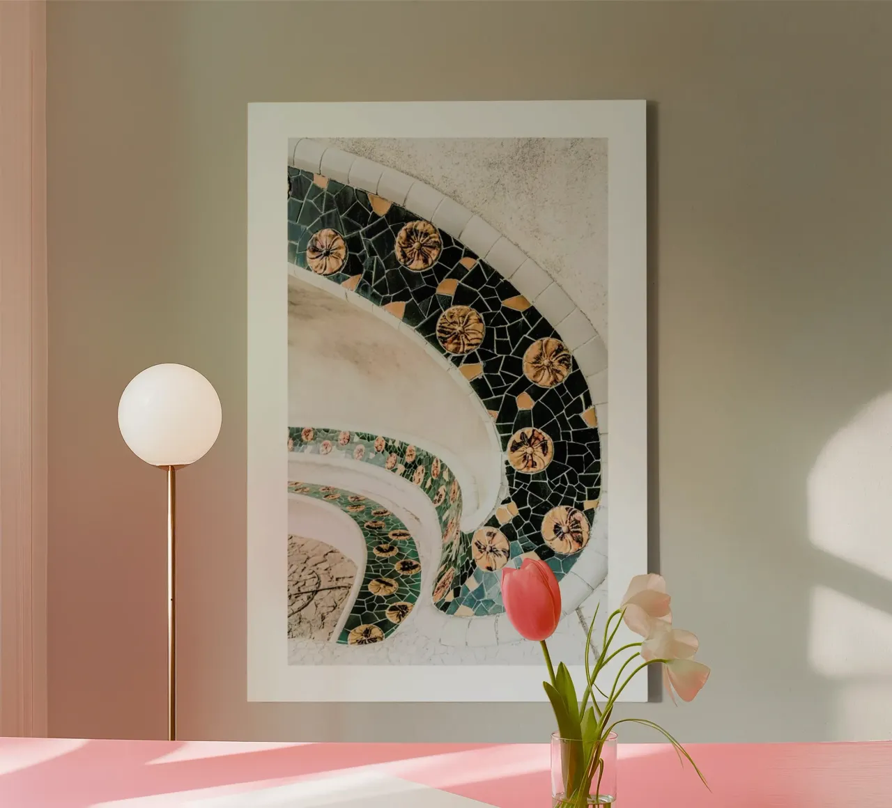 Barcelona Tiles tela con Cornice a cassetta da METROPOLIS