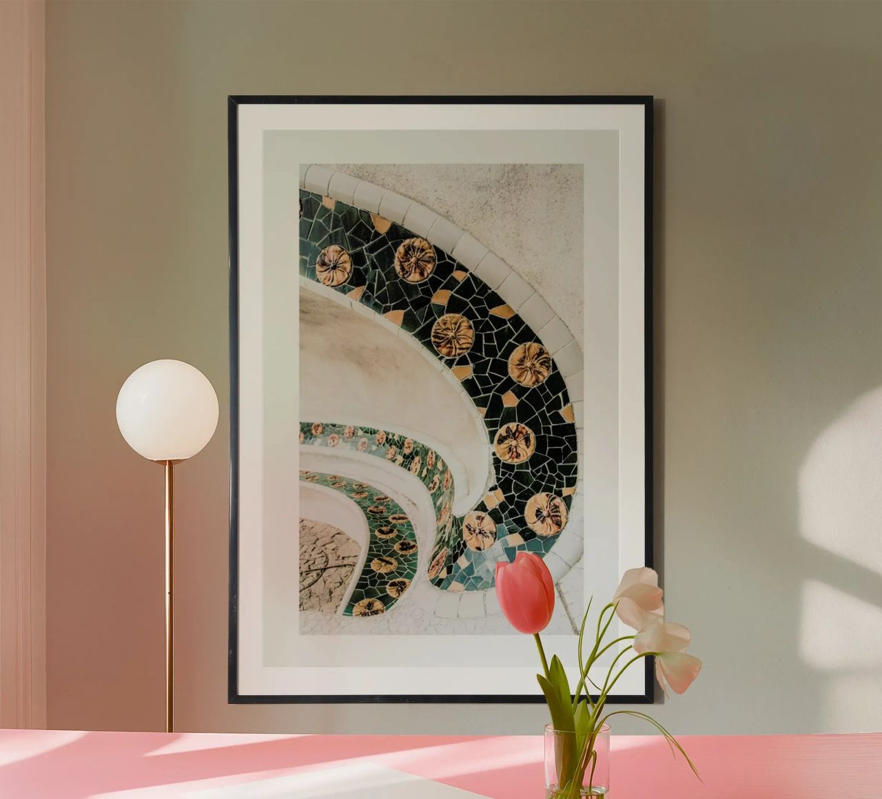Barcelona Tiles poster with aluminum frame by METROPOLIS
