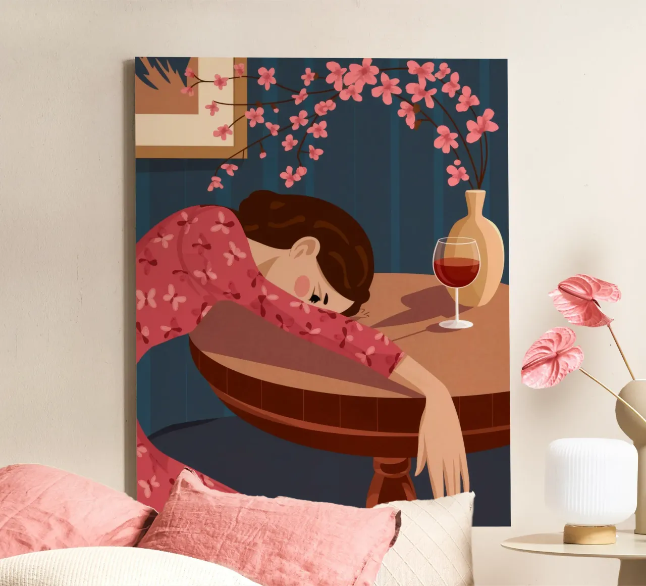 Wine Serenity Repose canvas with Floater frame by Lumina Vision