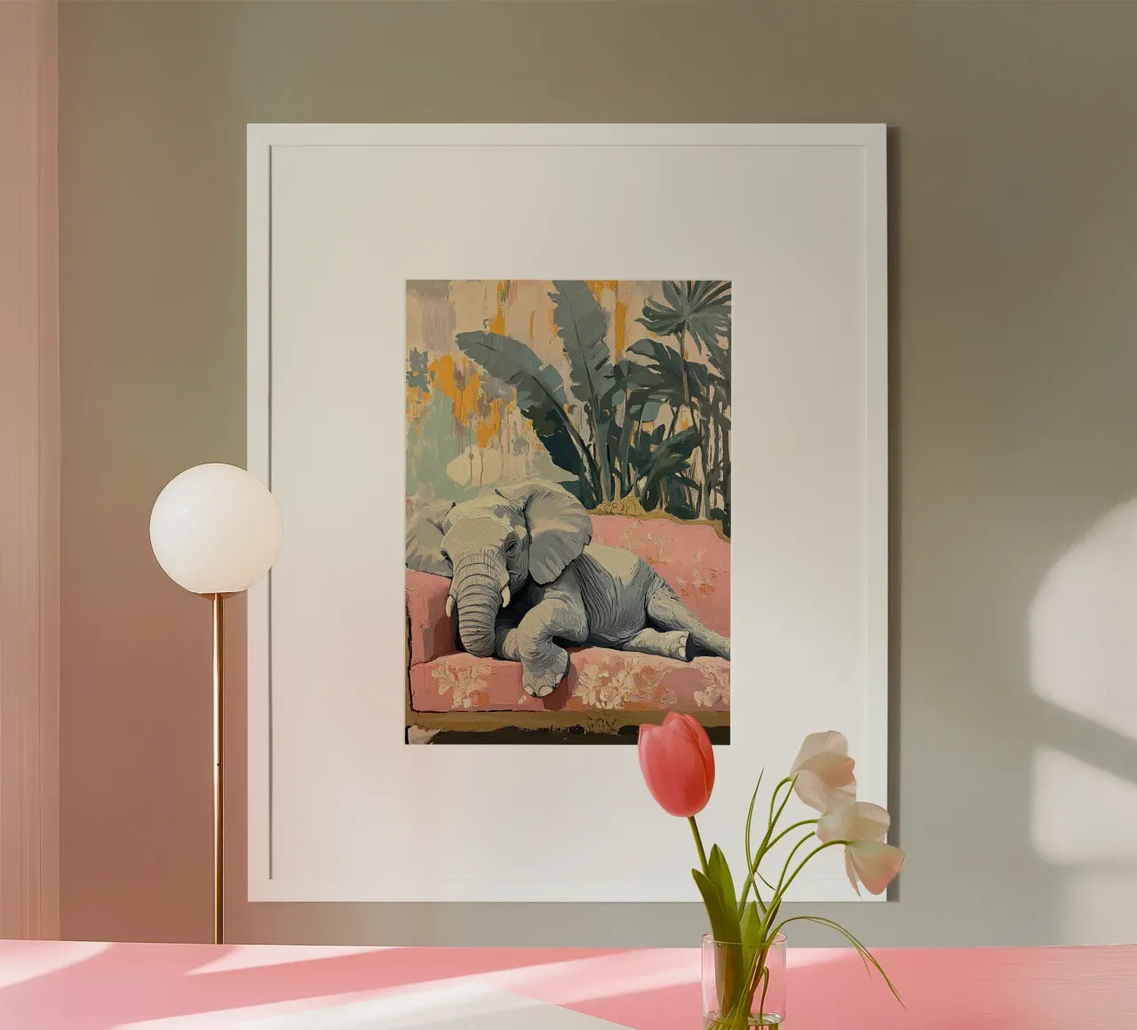 Elephant: A symbol of strength and tenderness poster with wooden frame by Nikis Art Studio