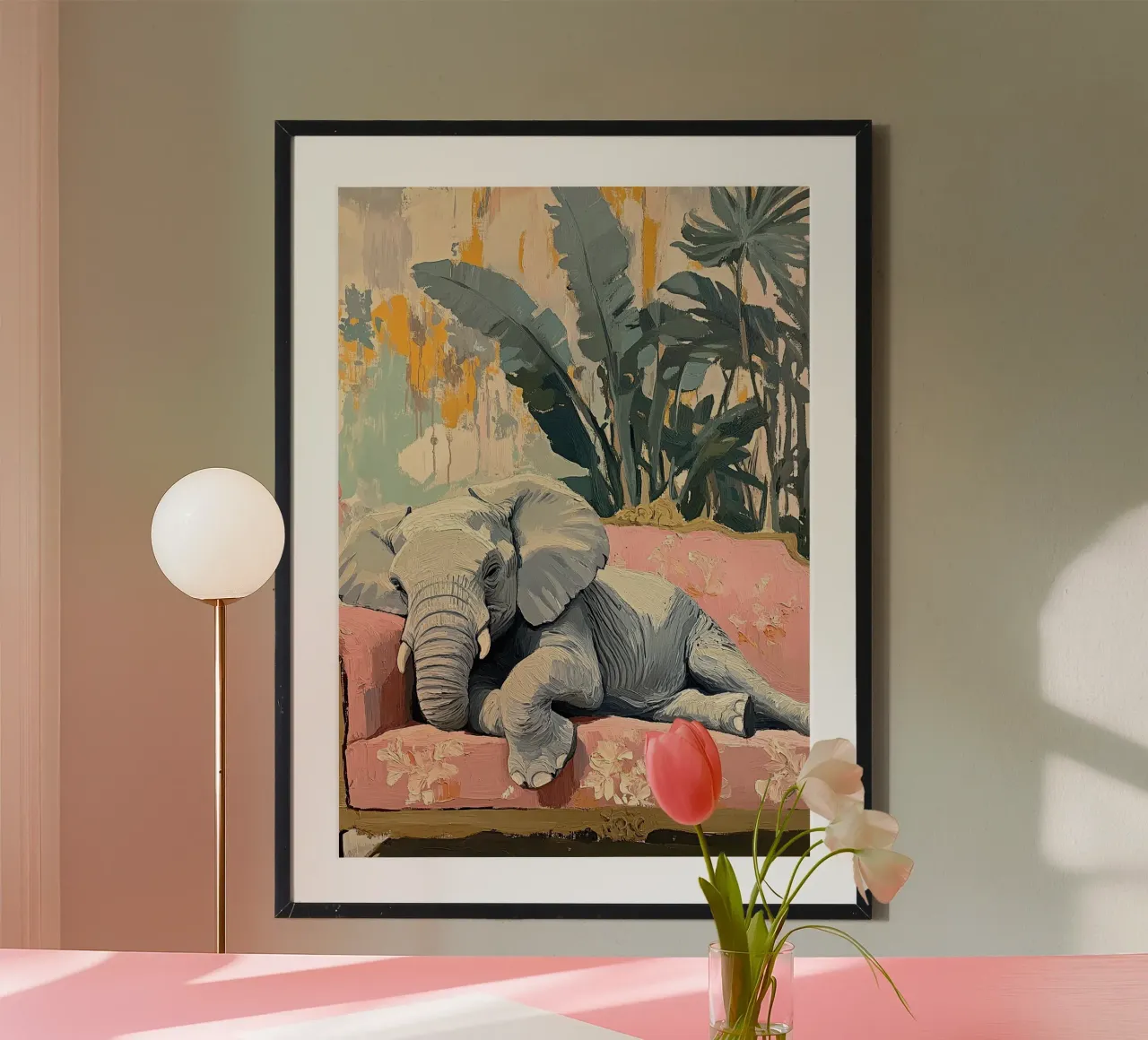Elephant: A symbol of strength and tenderness poster with wooden frame by Nikis Art Studio
