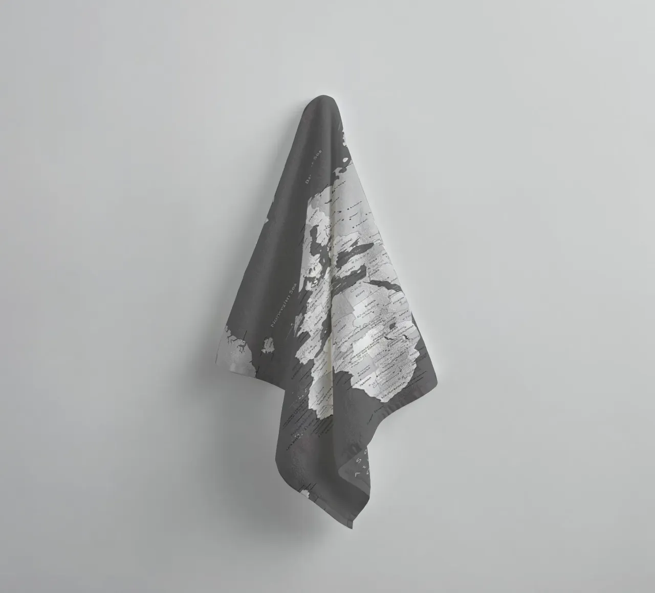 Gradient grey world map towel by Aiden Garcia