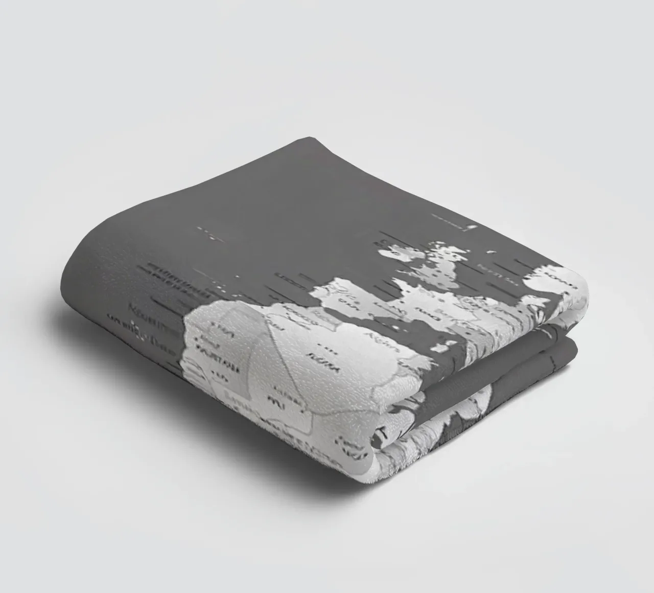 Gradient grey world map towel by Aiden Garcia