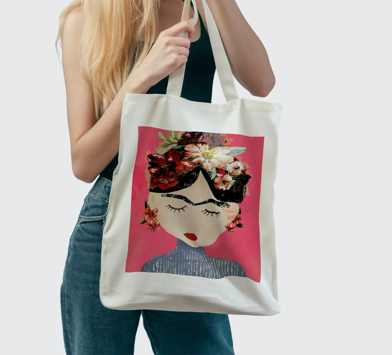 Frida (Pink) tote bag by treechild