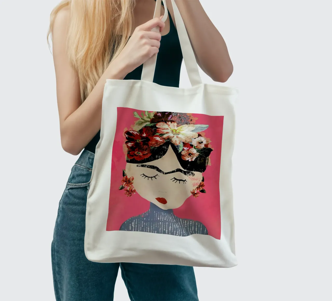 Frida (Pink) tote bag by treechild