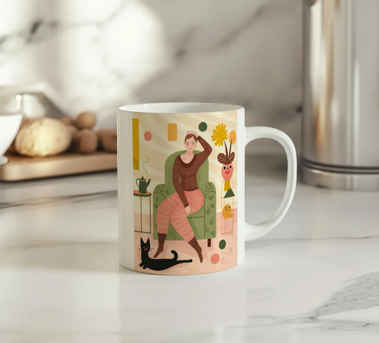 Momento di relax contemplativo tazza in ceramica da Lumina Vision